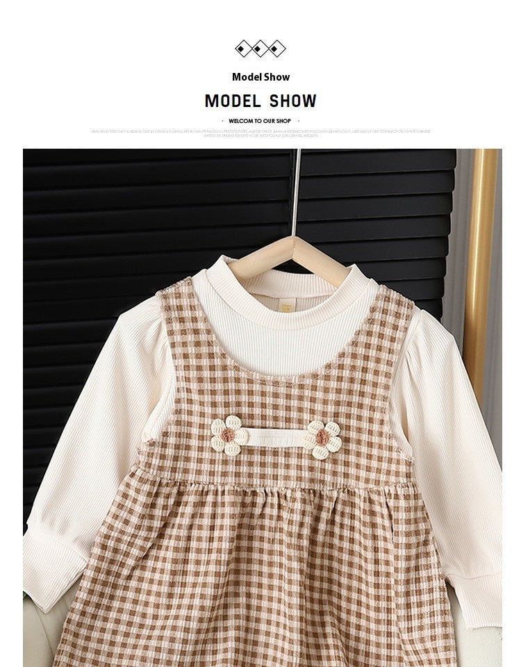 Girl Round-neck Long-sleeved Dress - Simply Snug