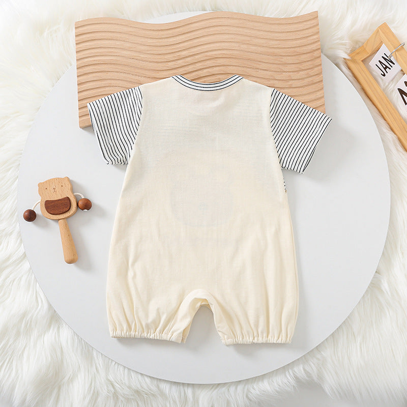 Cartoon Bear Print Short Sleeve Rompers - Simply Snug