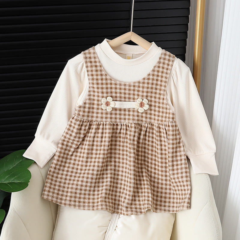 Girl Round-neck Long-sleeved Dress - Simply Snug
