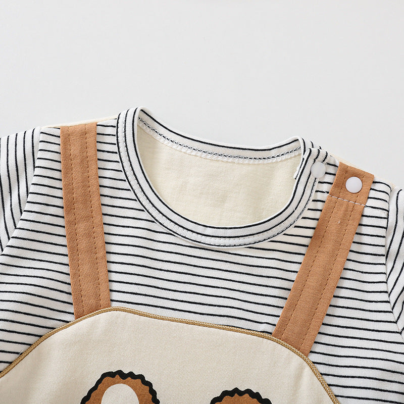 Cartoon Bear Print Short Sleeve Rompers - Simply Snug
