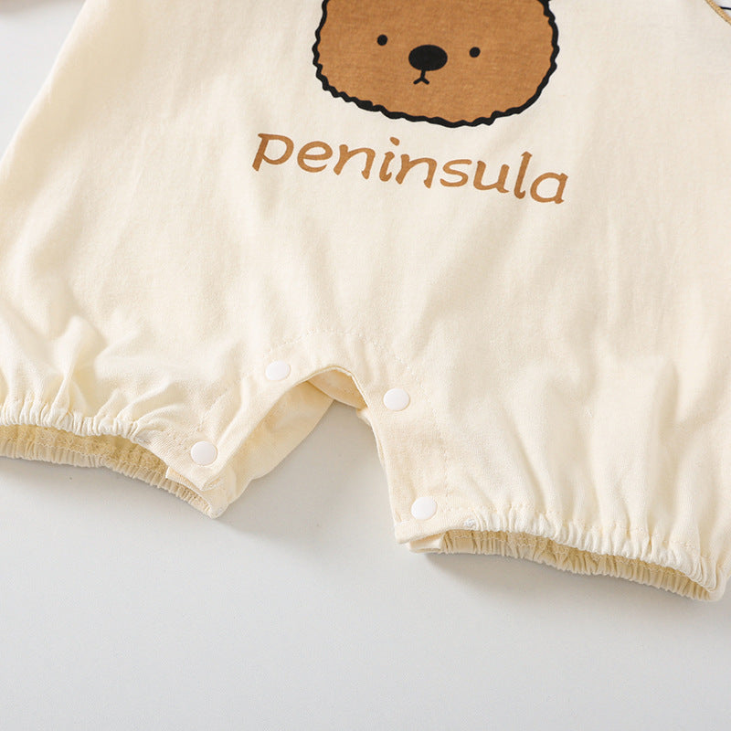 Cartoon Bear Print Short Sleeve Rompers - Simply Snug