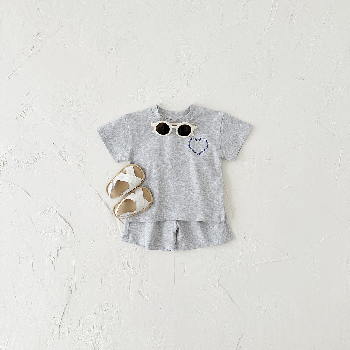 Heart Printing Short Sleeve Suit - Simply Snug