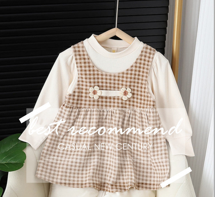 Girl Round-neck Long-sleeved Dress - Simply Snug