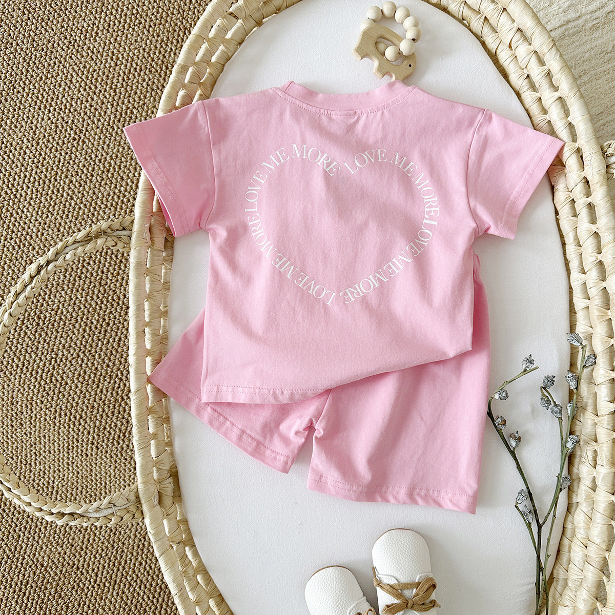 Heart Printing Short Sleeve Suit - Simply Snug