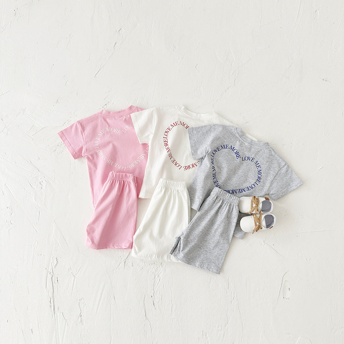 Heart Printing Short Sleeve Suit - Simply Snug