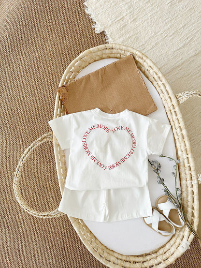Heart Printing Short Sleeve Suit - Simply Snug