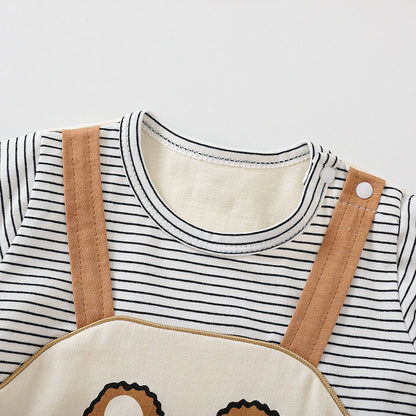 Cartoon Bear Print Short Sleeve Rompers - Simply Snug