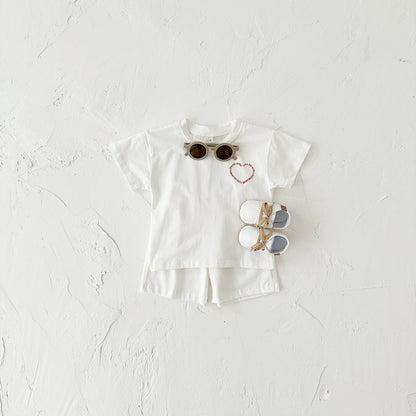 Heart Printing Short Sleeve Suit - Simply Snug