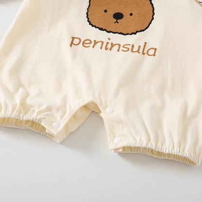 Cartoon Bear Print Short Sleeve Rompers - Simply Snug