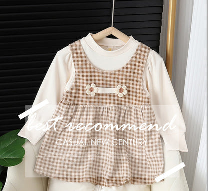 Girl Round-neck Long-sleeved Dress - Simply Snug