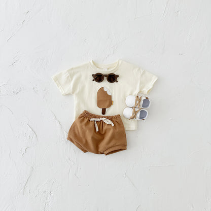 Girls Ice Cream Patch Short Sleeve Suit - Simply Snug