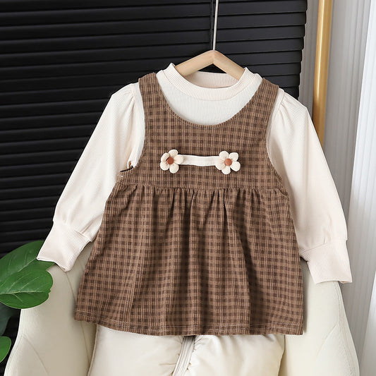 Girl Round-neck Long-sleeved Dress - Simply Snug