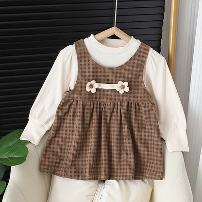 Girl Round-neck Long-sleeved Dress - Simply Snug