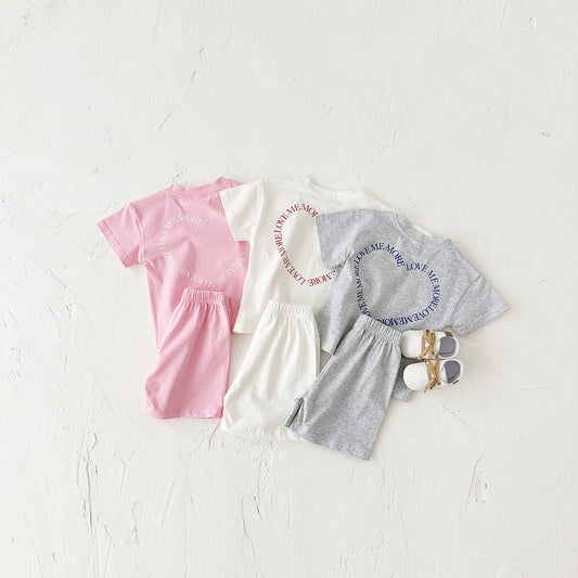 Heart Printing Short Sleeve Suit - Simply Snug