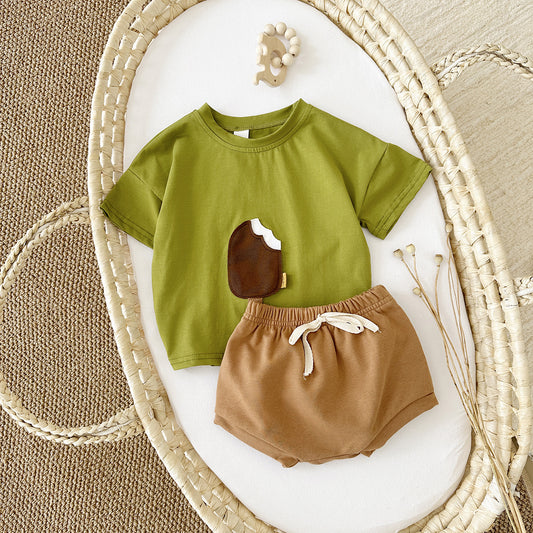 Girls Ice Cream Patch Short Sleeve Suit - Simply Snug