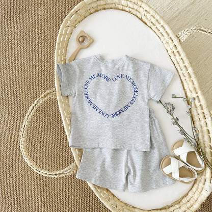 Heart Printing Short Sleeve Suit - Simply Snug